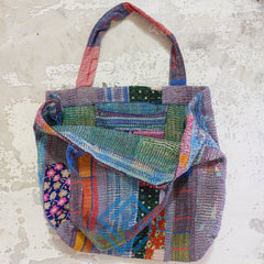 Handmade Vintage Cotton Shoulder Bag With Pocket