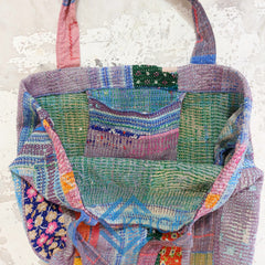 Handmade Vintage Cotton Shoulder Bag With Pocket