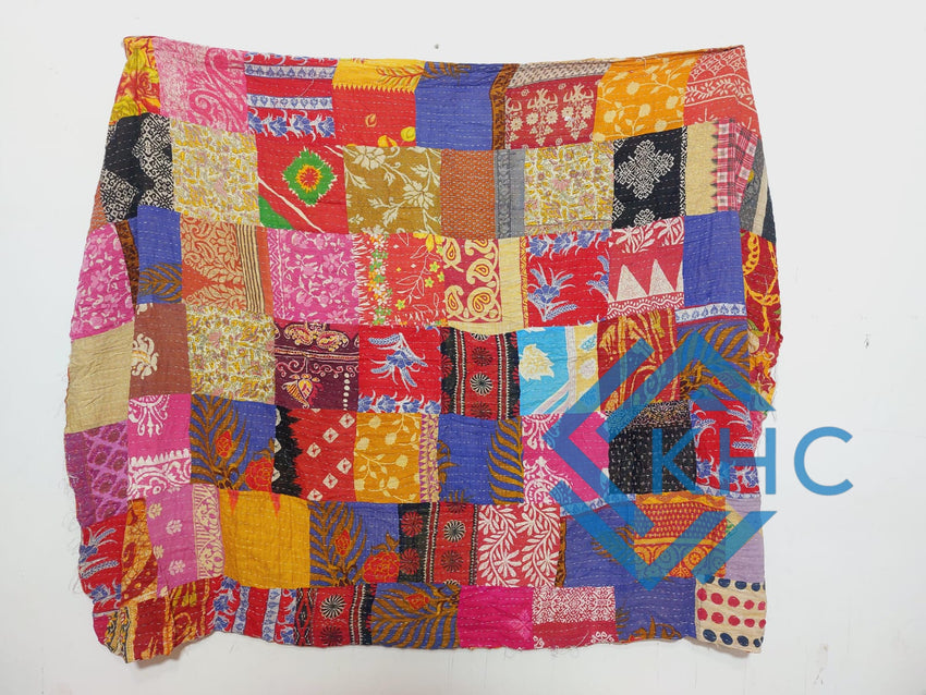 Assorted Vintage Kantha Handmade Patchwork Queen Quilt