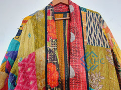 Assorted Vintage Kantha Cotton Patchwork Kimono Long Robe