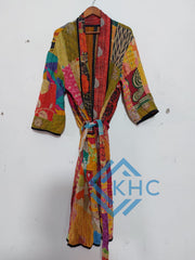 Assorted Vintage Kantha Cotton Patchwork Kimono Long Robe