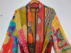 Assorted Vintage Kantha Cotton Patchwork Kimono Long Robe