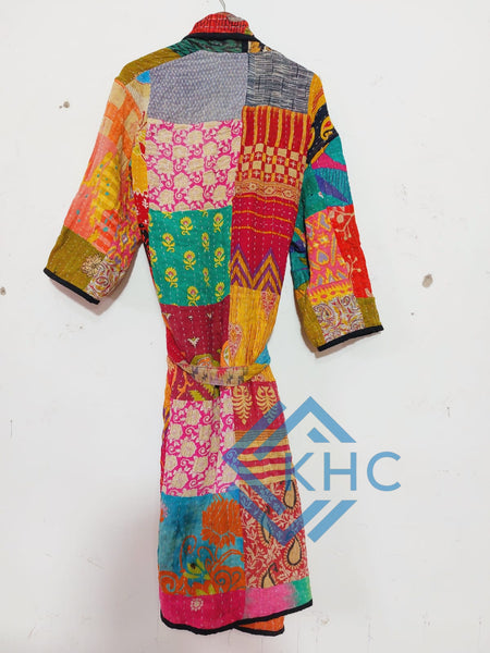 Assorted Vintage Kantha Cotton Patchwork Kimono Long Robe